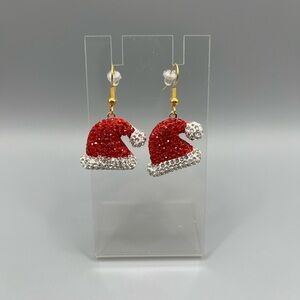 Festive Santa Hat Earrings - Handmade #74